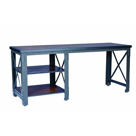 DURAMAX Weston 72in. Industrial Metal & Wood desk with shelves 68052